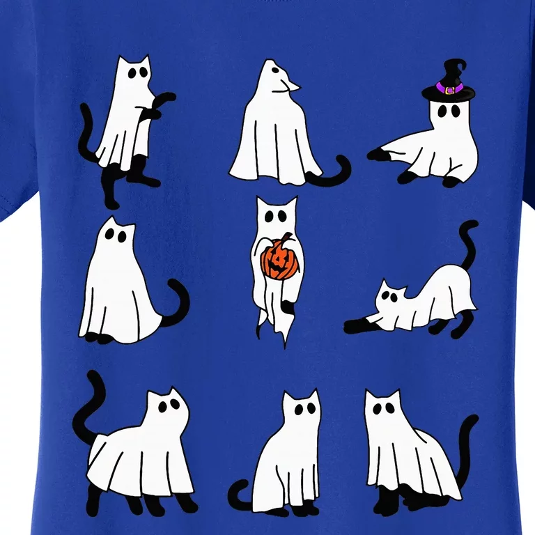 Cute Ghost Cat Funny Halloween Outfit Costumes Black Cat Women's T-Shirt