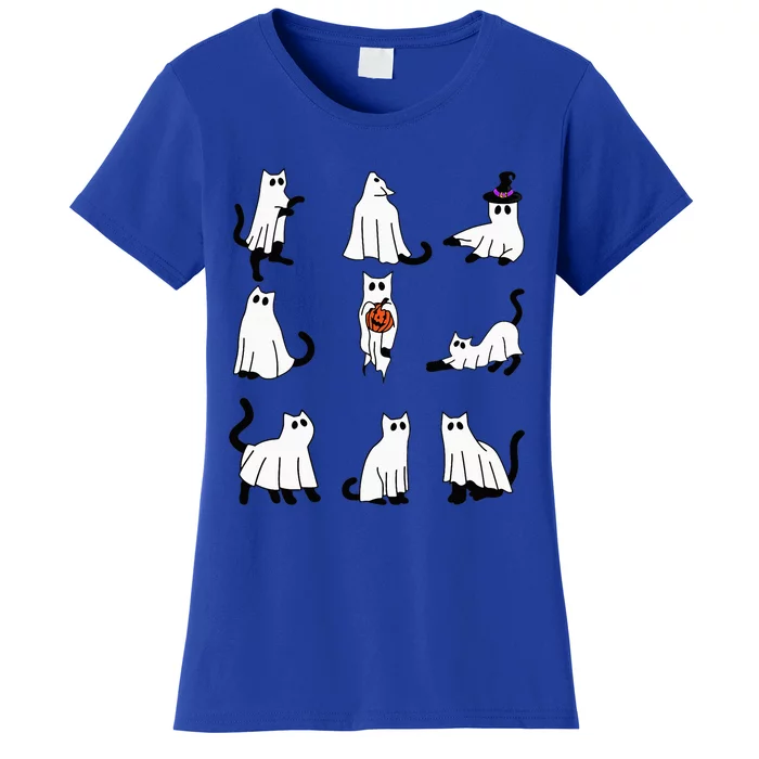 Cute Ghost Cat Funny Halloween Outfit Costumes Black Cat Women's T-Shirt