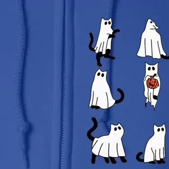 Cute Ghost Cat Funny Halloween Outfit Costumes Black Cat Full Zip Hoodie