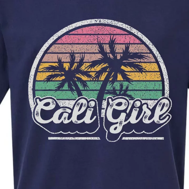 Cali Girl California Retro California Palm Trees Summer Sueded Cloud Jersey T-Shirt