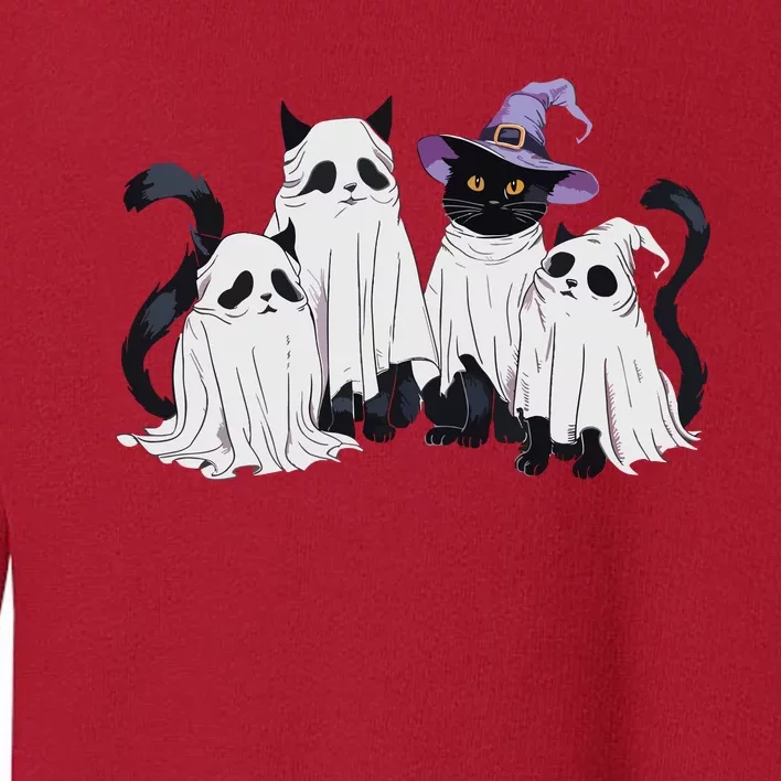 Cute Ghost Cats Halloween Outfit Costumes Black Cats Funny Toddler Sweatshirt