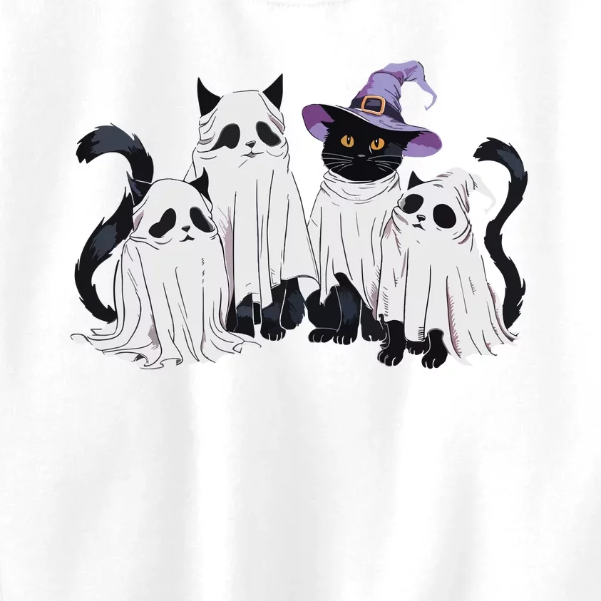 Cute Ghost Cats Halloween Outfit Costumes Black Cats Funny Kids Sweatshirt