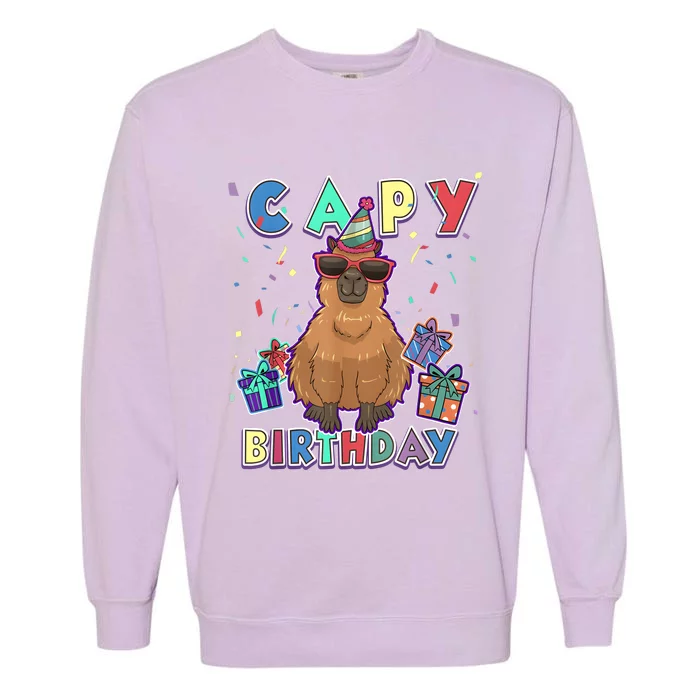 Capybara Gifts, Capy Birthday, Happy Birthday Capybara Garment-Dyed Sweatshirt