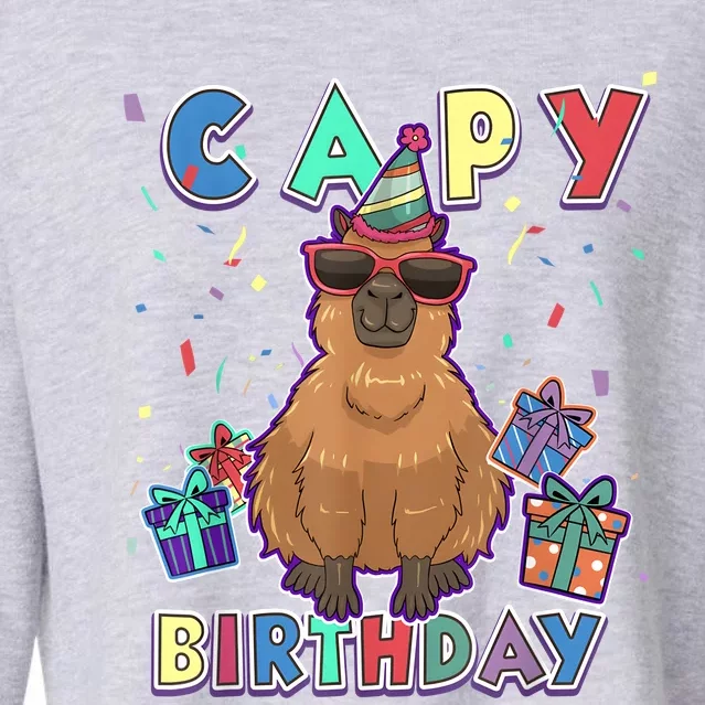 Capybara Gifts, Capy Birthday, Happy Birthday Capybara Cropped Pullover Crew