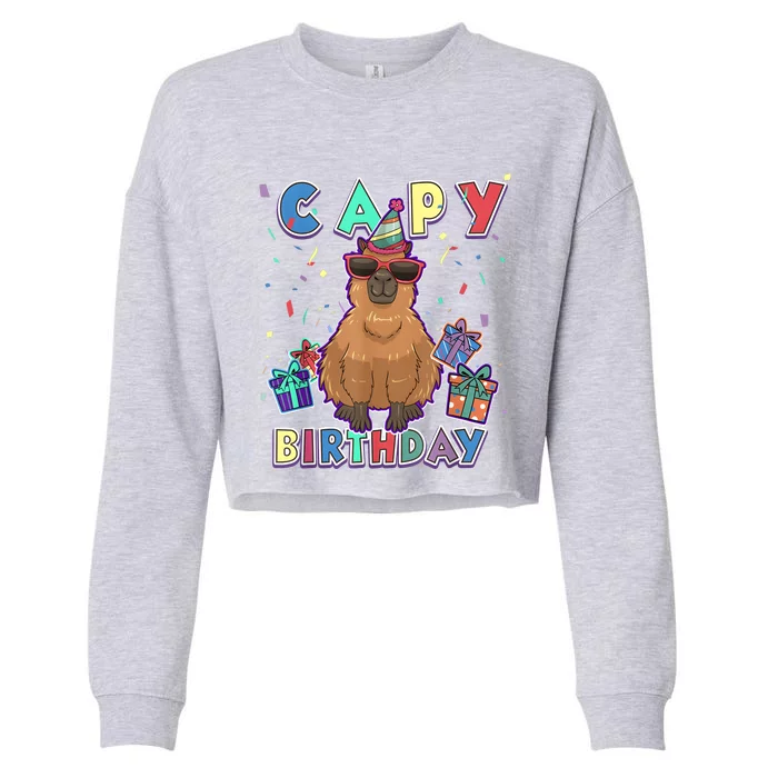 Capybara Gifts, Capy Birthday, Happy Birthday Capybara Cropped Pullover Crew