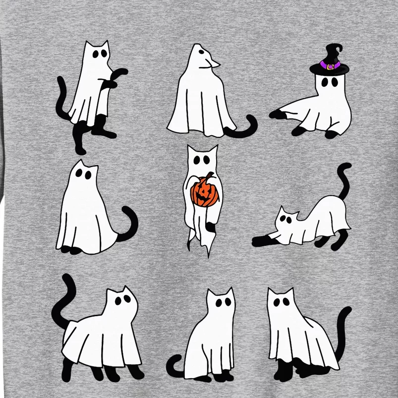 Cute Ghost Cat Funny Halloween Outfit Costumes Black Cat Tall Sweatshirt