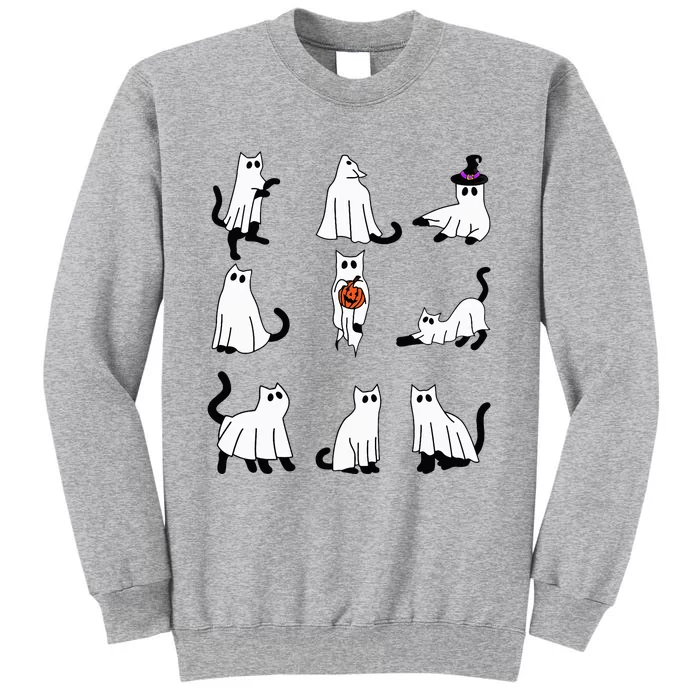 Cute Ghost Cat Funny Halloween Outfit Costumes Black Cat Tall Sweatshirt