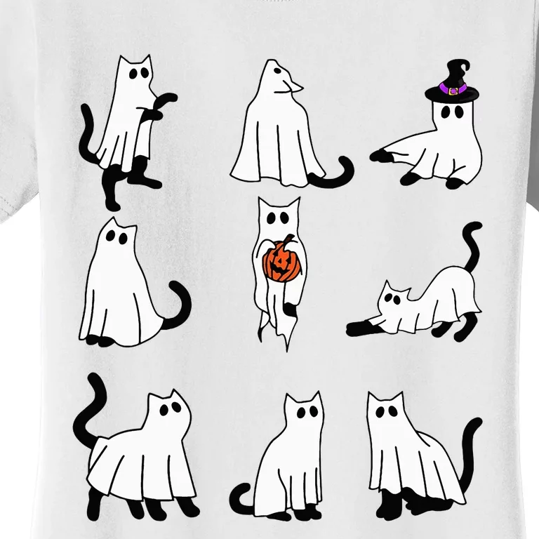 Cute Ghost Cat Funny Halloween Outfit Costumes Black Cat Women's T-Shirt