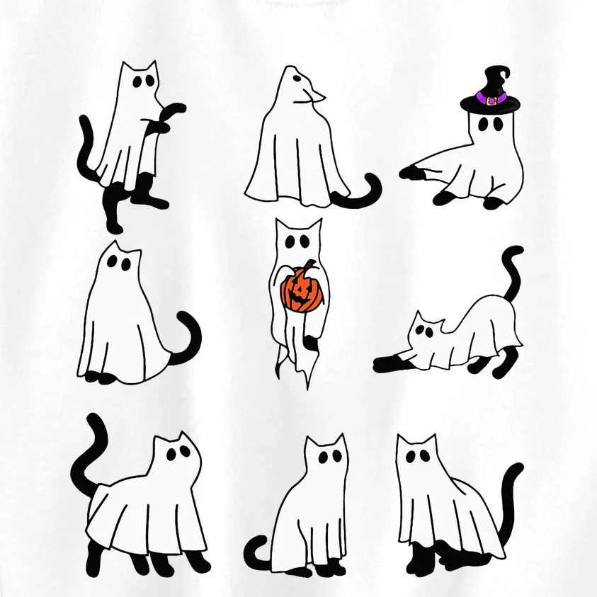 Cute Ghost Cat Funny Halloween Outfit Costumes Black Cat Kids Sweatshirt