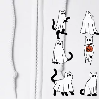 Cute Ghost Cat Funny Halloween Outfit Costumes Black Cat Full Zip Hoodie