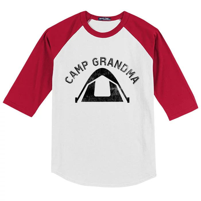 Camp Grandma Cousin Camping Gift Kids Colorblock Raglan Jersey