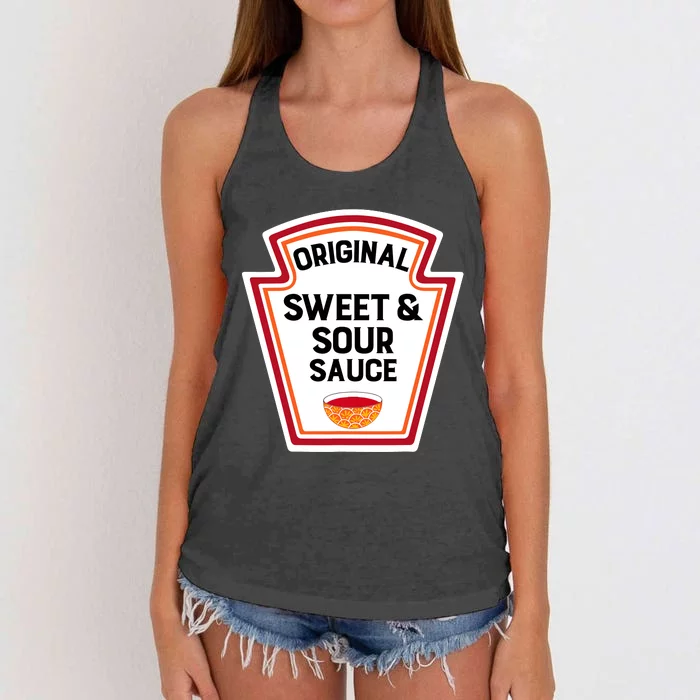 Cute Group Condiments Halloween Costume Sweet And Sour Sauce Women's Knotted Racerback Tank