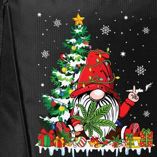 Cute Gnome Christmas Lights Funny Xmas Cannabis Marijuana City Backpack