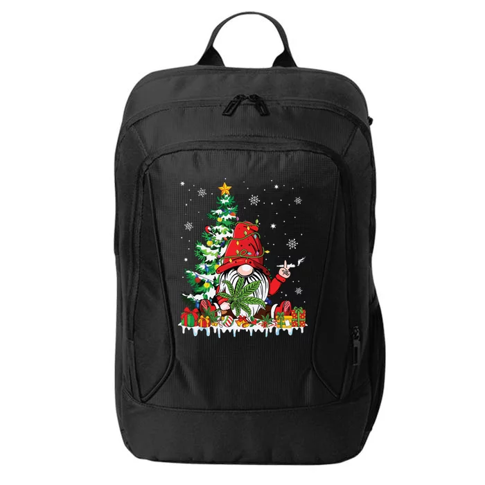 Cute Gnome Christmas Lights Funny Xmas Cannabis Marijuana City Backpack