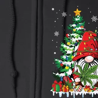 Cute Gnome Christmas Lights Funny Xmas Cannabis Marijuana Full Zip Hoodie