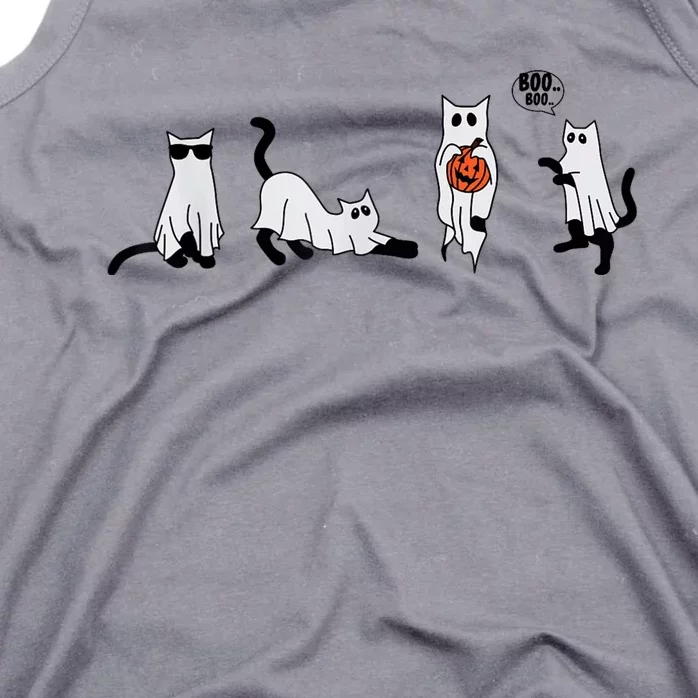 Cute Ghost Cat Funny Halloween Outfit Costumes Ghost Tank Top