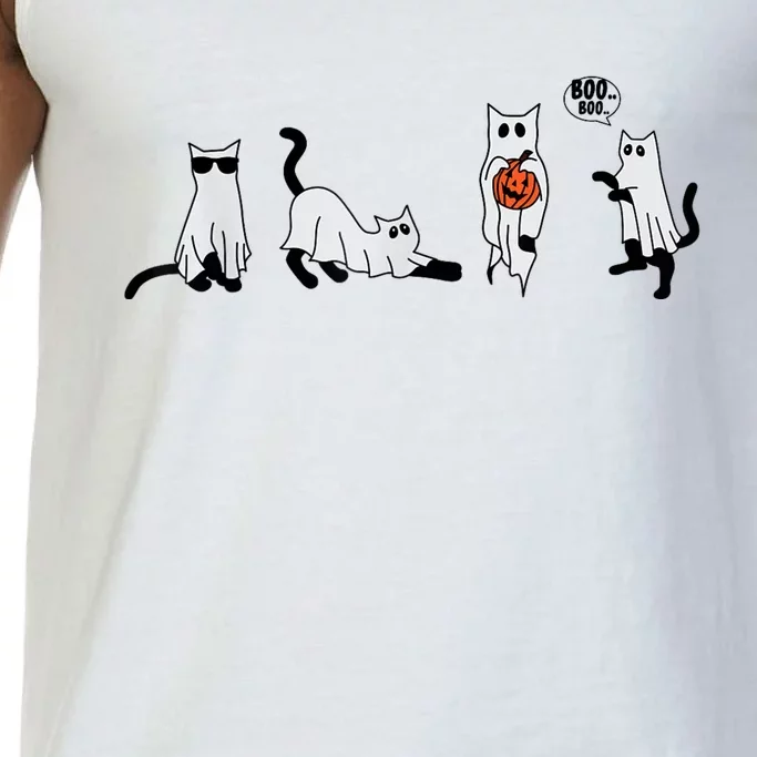 Cute Ghost Cat Funny Halloween Outfit Costumes Ghost Comfort Colors® Tank Top