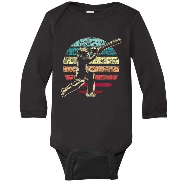 Cricket Game Cricketer Cricketing Batting Baby Long Sleeve Bodysuit