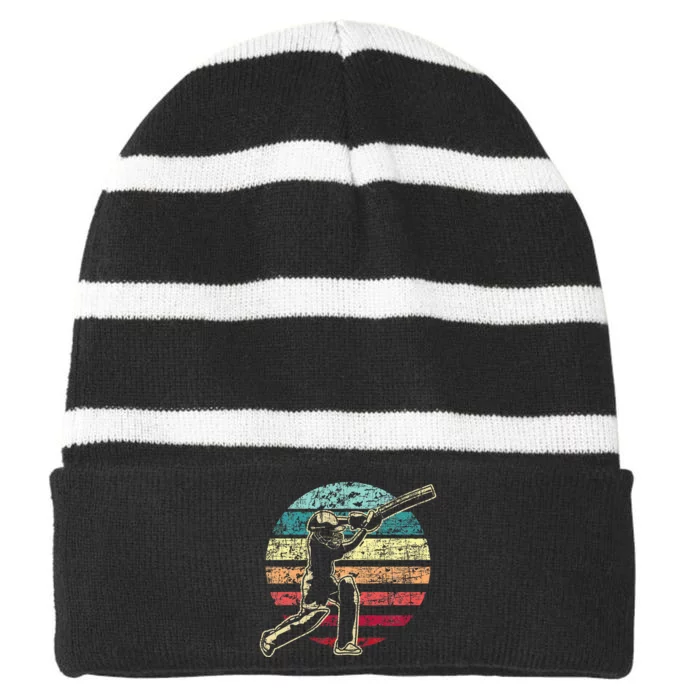 Cricket Game Cricketer Cricketing Batting Striped Beanie with Solid Band