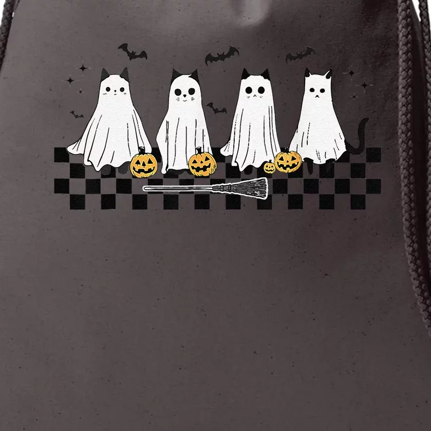 Cute Ghost Cat Funny Halloween Costumes Black Cat Drawstring Bag