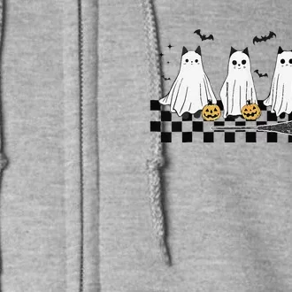 Cute Ghost Cat Funny Halloween Costumes Black Cat Full Zip Hoodie