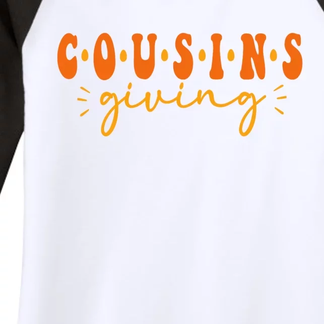 Cousins Giving Cute Turkey Cousin Crew Thanksgiving Family Women's Tri-Blend 3/4-Sleeve Raglan Shirt