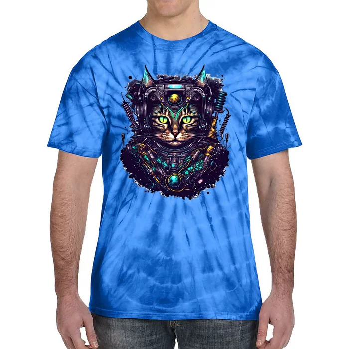 Colorful Graphic Cat Astronaut Space Funny Gift Tie-Dye T-Shirt