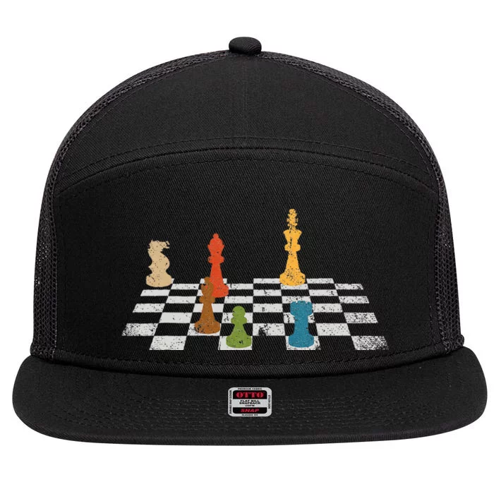 Chess Grandmaster Checkerboard Chess Board Checkmate Chess 7 Panel Mesh Trucker Snapback Hat