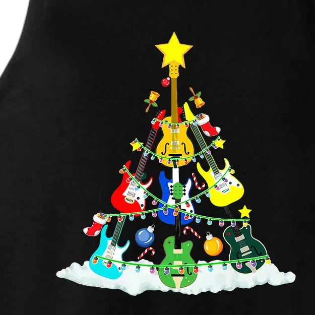 Cute Guitar Christmas Tree Music Stocking Stuffer Ladies Tri-Blend Wicking Tank