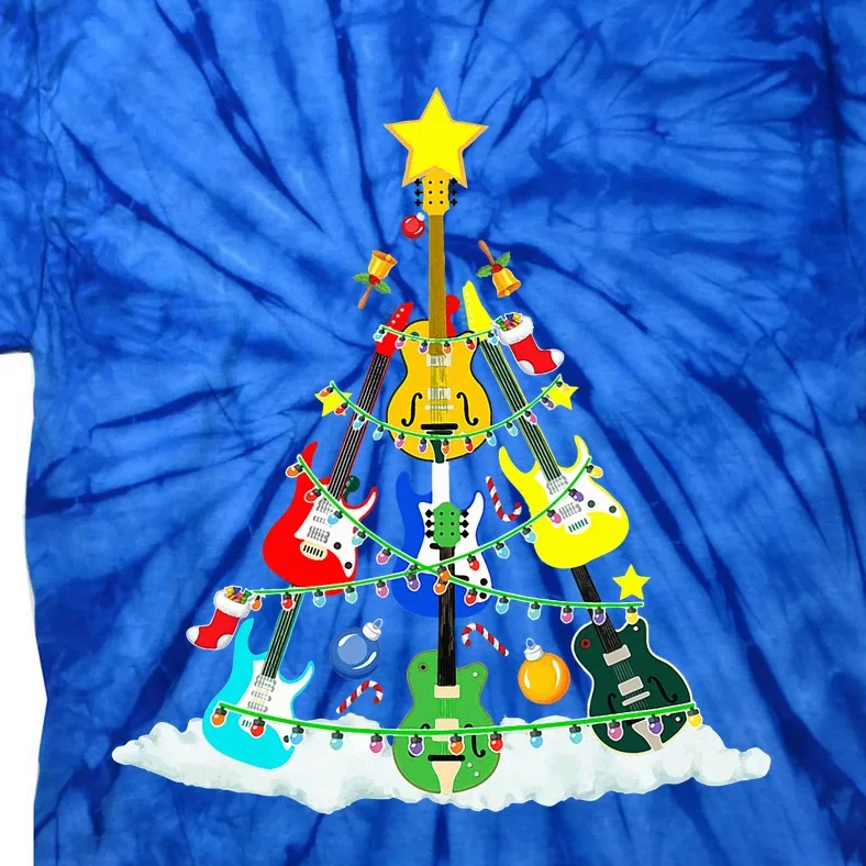 Cute Guitar Christmas Tree Music Stocking Stuffer Tie-Dye T-Shirt