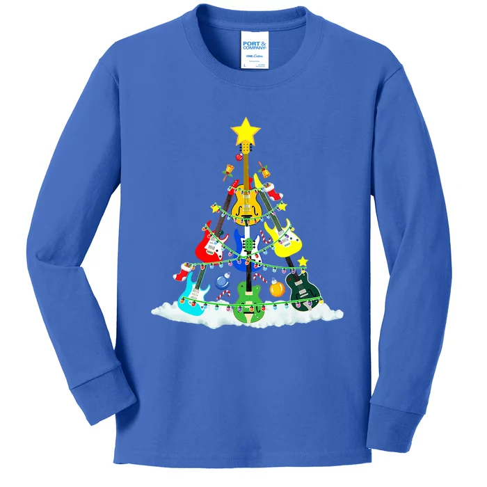 Cute Guitar Christmas Tree Music Stocking Stuffer Kids Long Sleeve Shirt