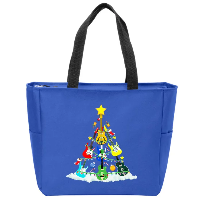 Cute Guitar Christmas Tree Music Stocking Stuffer Zip Tote Bag