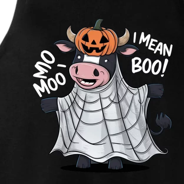 Cute Ghost Cow Moo I Mean Boo Halloween Funny Cow Lover Gift Ladies Tri-Blend Wicking Tank