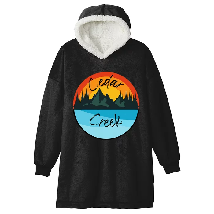 Camping Graphic Cedar Creek Graphic Hooded Wearable Blanket