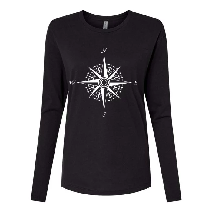 Compass Graphic Womens Cotton Relaxed Long Sleeve T-Shirt