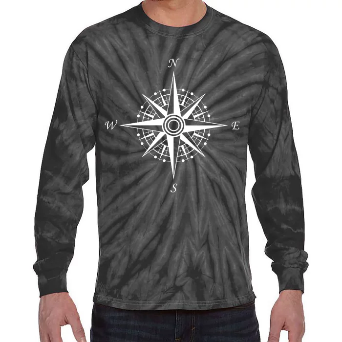 Compass Graphic Tie-Dye Long Sleeve Shirt