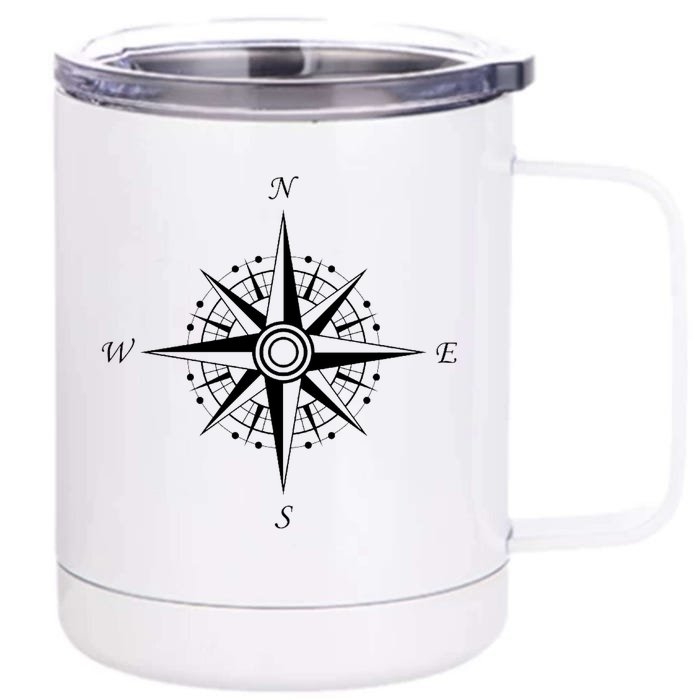 Compass Graphic Front & Back 12oz Stainless Steel Tumbler Cup