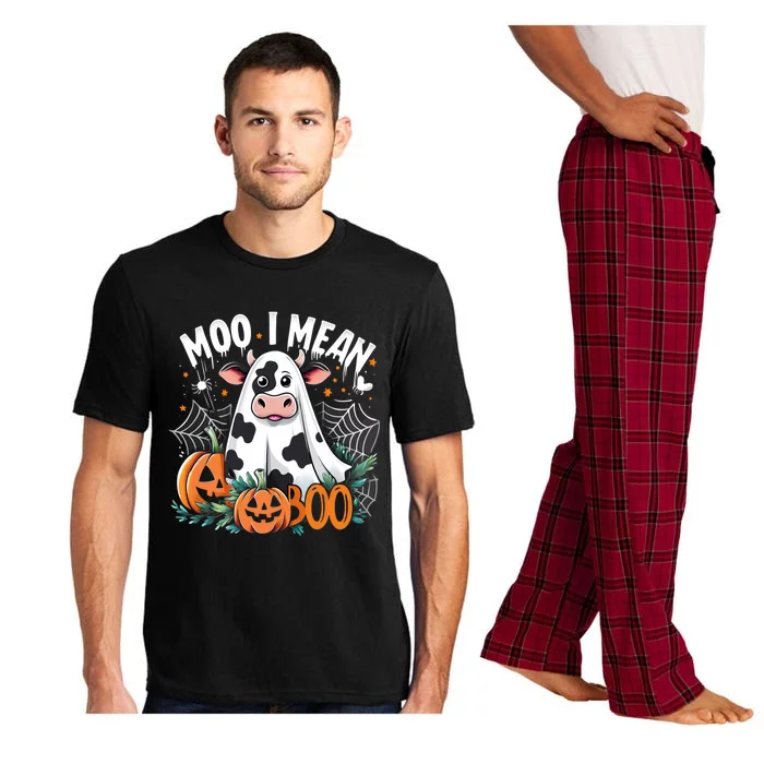 Cute Ghost Cow Moo I Mean Boo Halloween Funny Cow Lover Gift Pajama Set