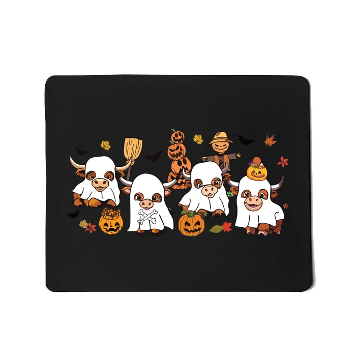 Cute Ghost Cow Halloween Funny Animal Party Funny Boo Cow Sweat Mousepad