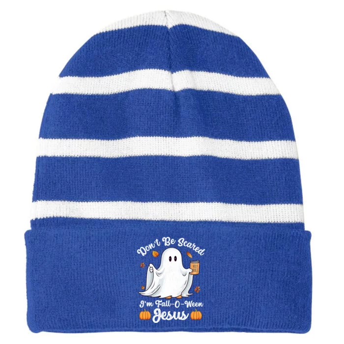 Cute Ghost Christian Halloween Falloween Jesus Pumpkin Cool Gift Striped Beanie with Solid Band