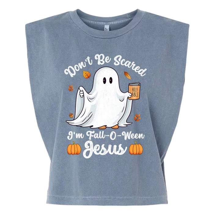 Cute Ghost Christian Halloween Falloween Jesus Pumpkin Cool Gift Garment-Dyed Women's Muscle Tee