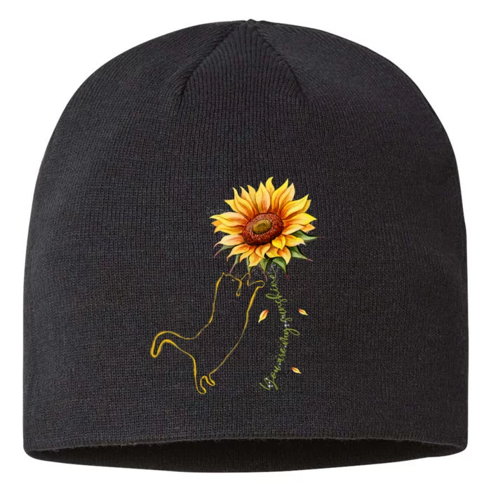 Cat Graphic Cat Sunflower Cat Sunshine Cat Lover 8 1/2in Sustainable Knit Beanie