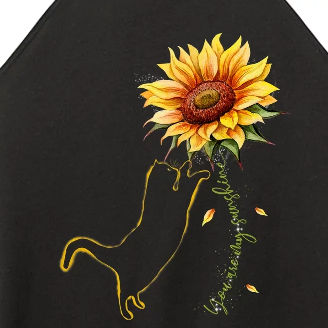 Cat Graphic Cat Sunflower Cat Sunshine Cat Lover Women’s Perfect Tri Rocker Tank