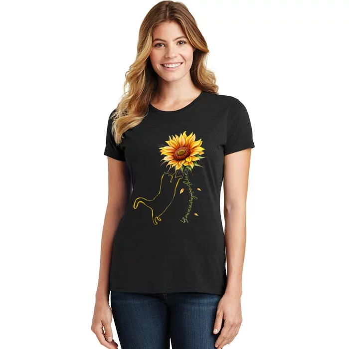 Cat Graphic Cat Sunflower Cat Sunshine Cat Lover Women's T-Shirt