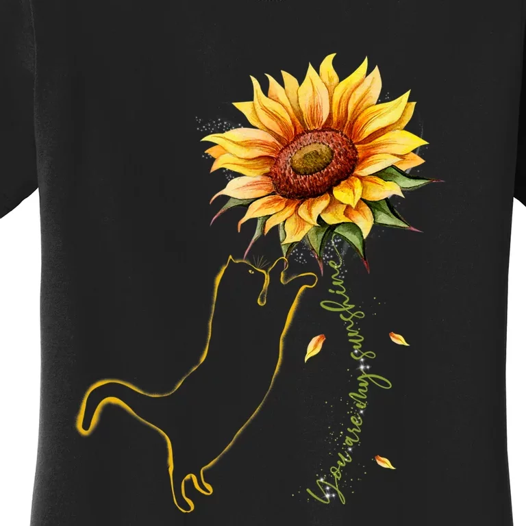 Cat Graphic Cat Sunflower Cat Sunshine Cat Lover Women's T-Shirt