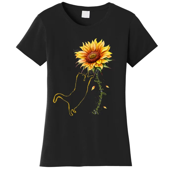 Cat Graphic Cat Sunflower Cat Sunshine Cat Lover Women's T-Shirt