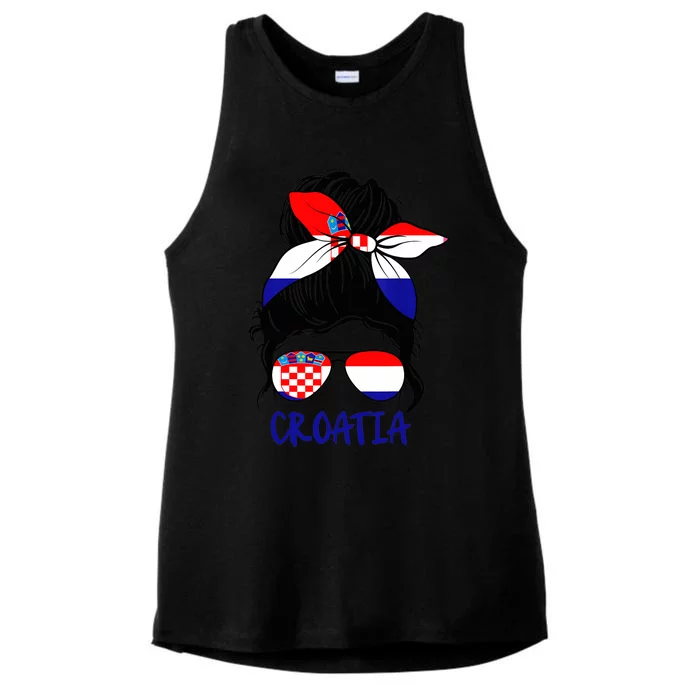 Croatian Girl Croatian Woman Proud Croatia Flag Hrvatska Ladies Tri-Blend Wicking Tank