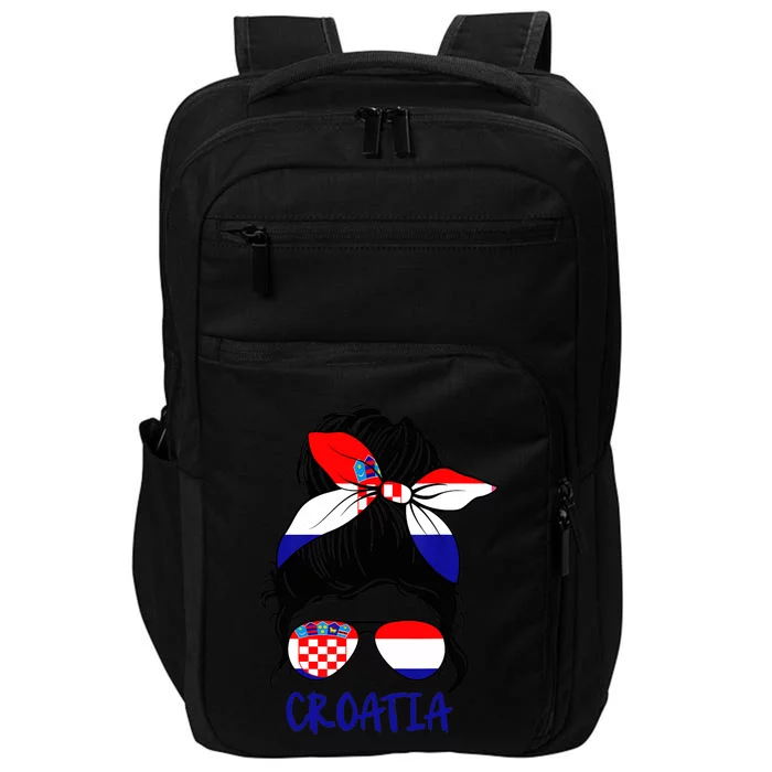 Croatian Girl Croatian Woman Proud Croatia Flag Hrvatska Impact Tech Backpack