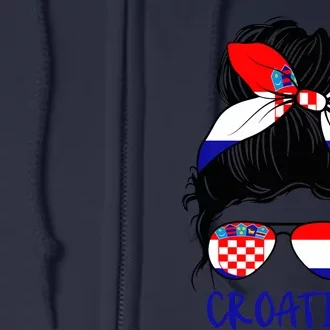 Croatian Girl Croatian Woman Proud Croatia Flag Hrvatska Full Zip Hoodie