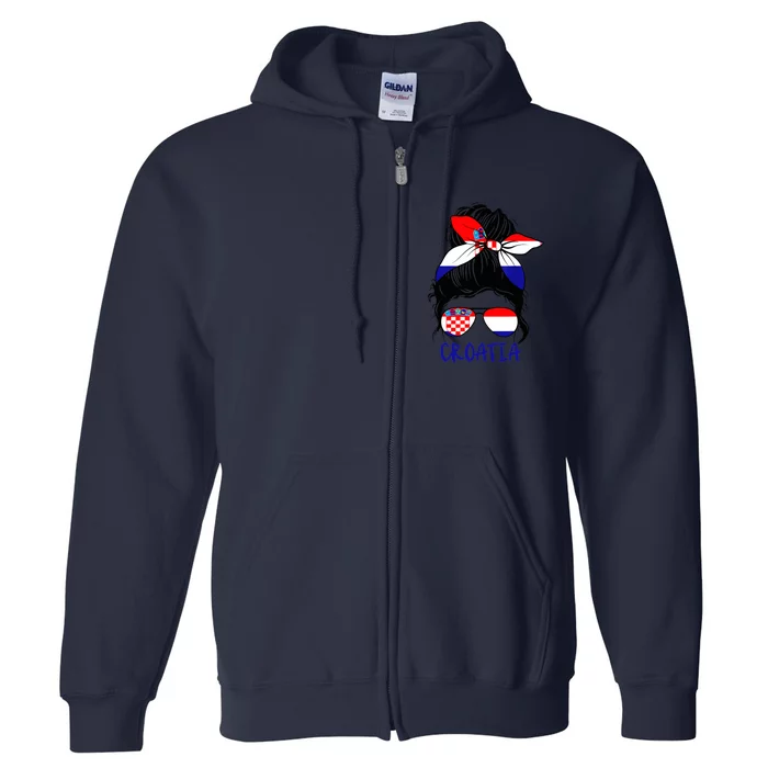 Croatian Girl Croatian Woman Proud Croatia Flag Hrvatska Full Zip Hoodie